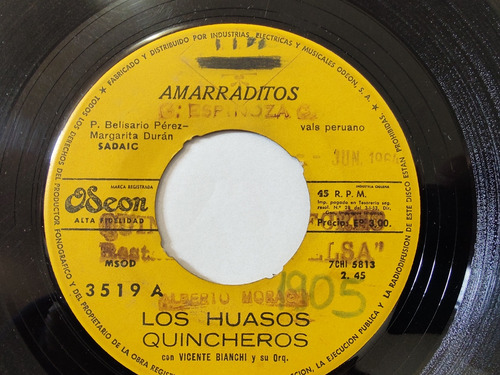 Vinilo Single De Los Huasos Quincheros Amarraditos (az98
