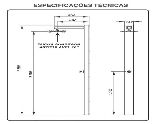 Ducha Square Em Aço Inox Sodramar Cor Polido
