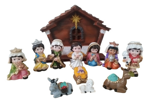 Nacimiento Navideño Infantil Completo Petit 12 Piezas Portal