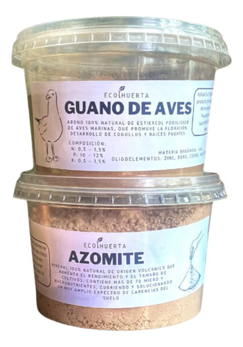 Guano Rojo De Aves + Azomite Abonos Orgánicos 1 Kg De C/u