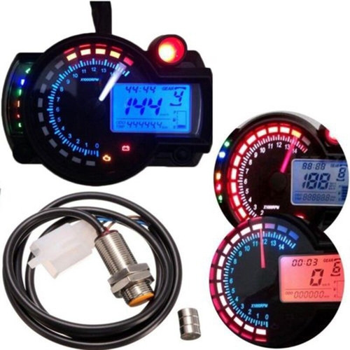 Hx Motocicleta Digital Lcd Odómetro Velocímetro 7 Colores