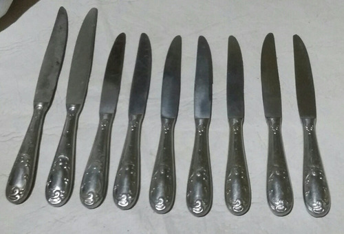 9 Cuchillos Con Mango Labrado. Inoxi. Ideal Para Artesanos