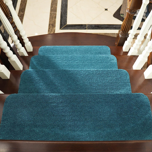 Alfombras Para Escalera Antideslizante Verde Azulado 4 Pcs.