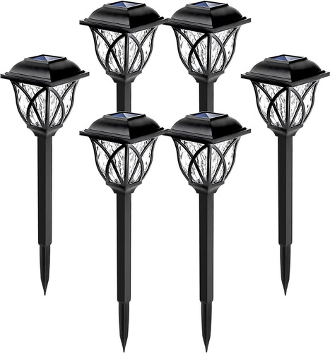 Pack De 6 Luces Solares Led Para Jardín Color Blanco Cálido Color Negro