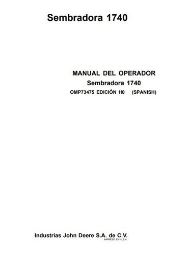 Manual De Operador Sembradora John Deere 1740