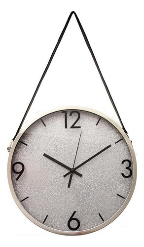Reloj De Pared Con Soga Marco Metal Y Vidrio Clasic 30cm