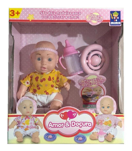 Boneca Bebe Amor E Doçura Baby Com Acessorios Da Mimo 6060