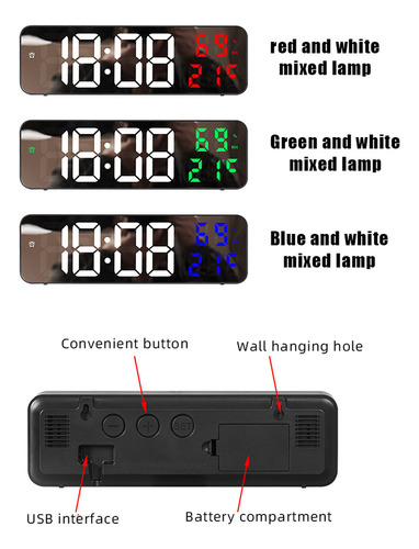 3d Digital Led Reloj Decorativo De Pared Recargable Batería