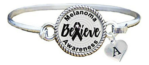 Brazalete - Bracelet Custom Melanoma Awareness Believe Silve