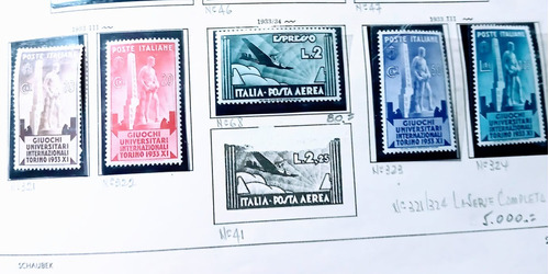 Lote De 5 Estampillas Italia 1933 Jgos. Univ.- P. Aerea