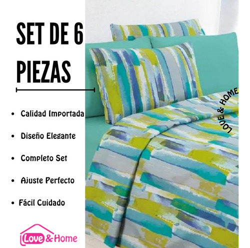Juego Sabanas 6 Piezas 2½ Plazas Importadas 4 Fundas