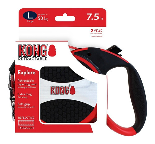 Imagem 2 de 6 de Guia Retrátil Kong Explore Grande Cães 50 Kg Fita 7,5 Metro