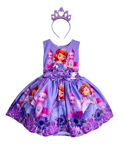 Vestido Disfraz Niña Bebé Princesa Sofia Fiesta Cumpleaños Estampado Sublimado Bebe 