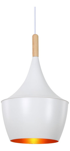 Lampara Colgante Moderna Blanca 20 X 34cm  Color Int. Cobre 