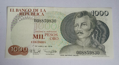 Billete De 1000 Pesos Galan, Año 1979, Estado 8, No 9830