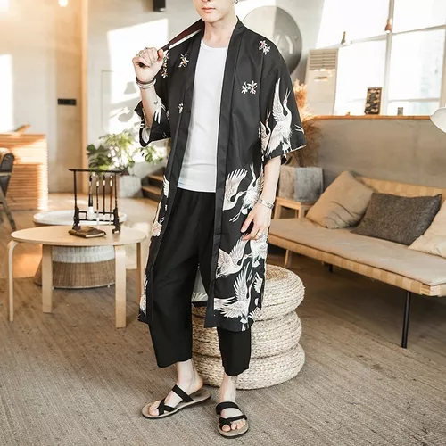 Kimono Japonés Para Hombre Yukata Outwear Albornoz Vintage