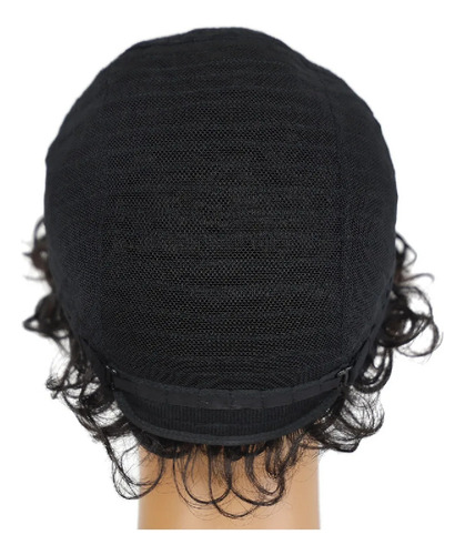 Kly Perúa De Cabello Humano Encaracolado Con Franja Negra
