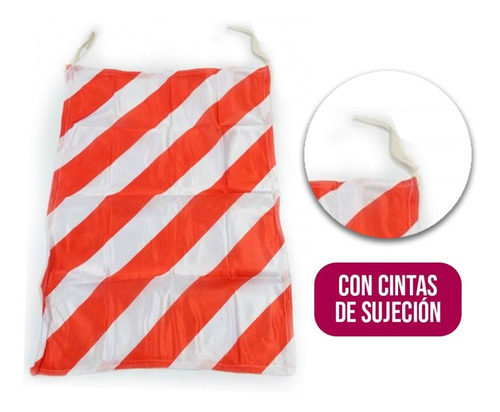 Imagen 5 de 10 de Bandera Rayada Blanca Roja Peligro 40x60cm Cinta Sujecion