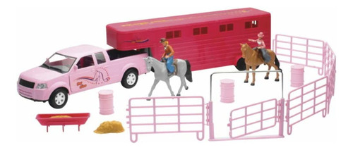 Valley Ranch - Juego De Remolque De Camioneta Y Caballo Rosa