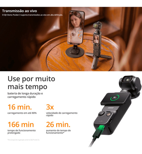 Câmera Dji Osmo Pocket 3 Creator Combo 4k Gimbal
