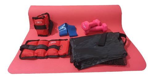 Set Kit Fitness Pesas Pies Bolsa Colchoneta Banda Mancuernas