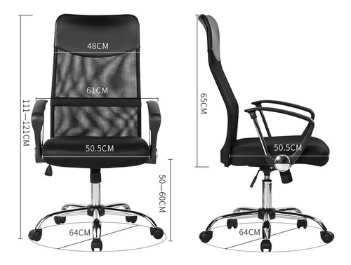  Silla Ergonómica Gerente Malla Cromada Color Negro