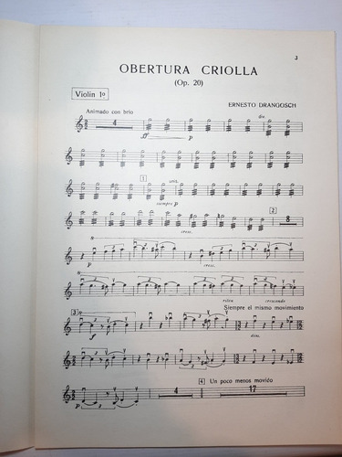 Imagen 2 de 5 de Antigua Partitura Obertura Criolla Ernesto Drangosch Ro 1099