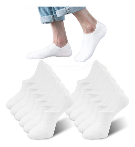 Calcetines Invisibles Hombre Tines Lisos Blancos 12 Pares