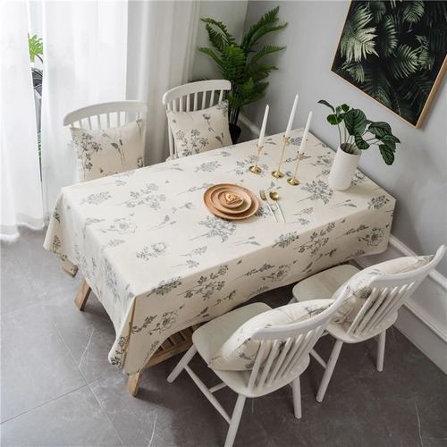 Mantel Rectangular De Lino Y Algodón Para Mesa