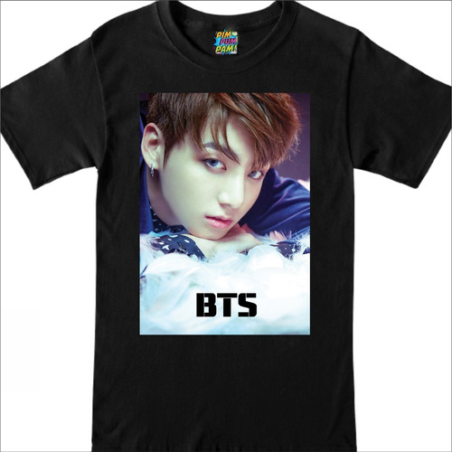 Remera Negra De Bts Con Estampa Grande