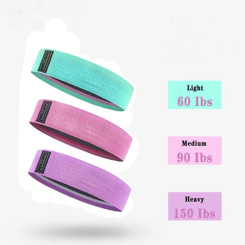 Bandas Elásticas Tela Hip Bands Set 3 Ligas Calidad Gluteos