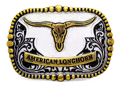 Fivela American Longhorn Country Ouro Velho Touro Cowboy