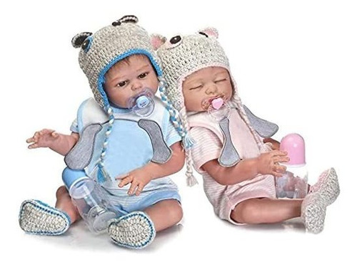 Minidiva Reborn Baby Dolls, 2 Piezas 20 Pulgadas / 50 Cm Niñ