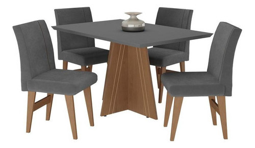 Mesa Jantar C/ 4 Cadeiras Denver Multimóveis Ex1006 Md/gf/mc
