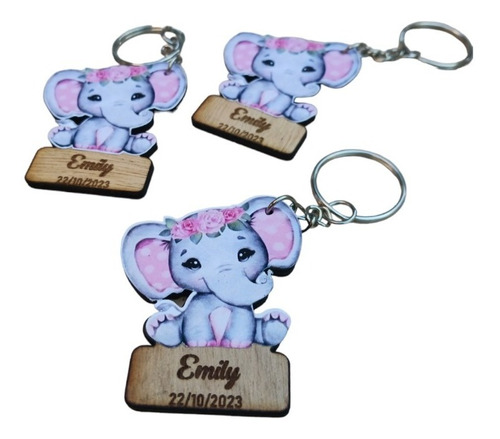 Llavero Personalizado Cumpleaños Infantil Elefante Bebe (2u)