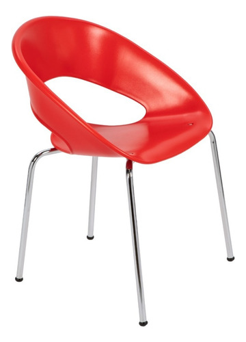 Silla One Cromada Sillón Patas Apilable De Diseño Baires 4 Estructura De La Silla Patas Cromadas Asiento Asiento Plástico Rojo Diseño De La Tela No Tiene Tela