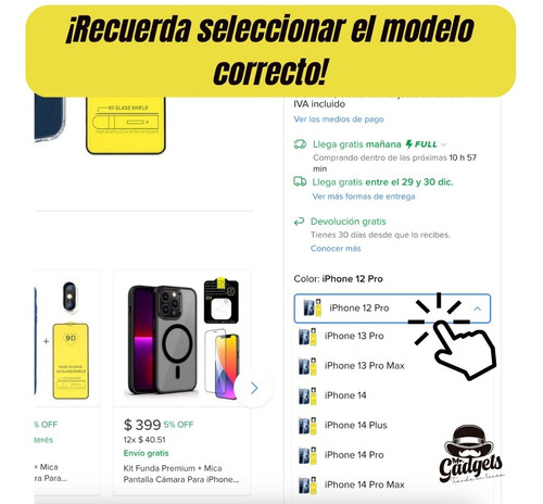 Imagen 3 de 10 de Kit Funda Magsafe + Mica Pantalla + Mica Cámara Para iPhone