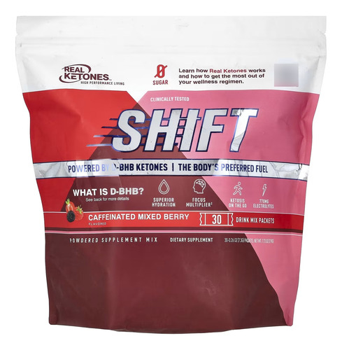 Real Ketones Shift D-bhb Ketones Energizante 30 Sobres Sabor Bayas Mixtas Con Cafeína