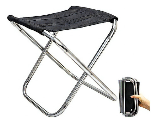 Mini Cadeira Dobrável Portátil, Banco De Pesca E Acampamento Cor Preto