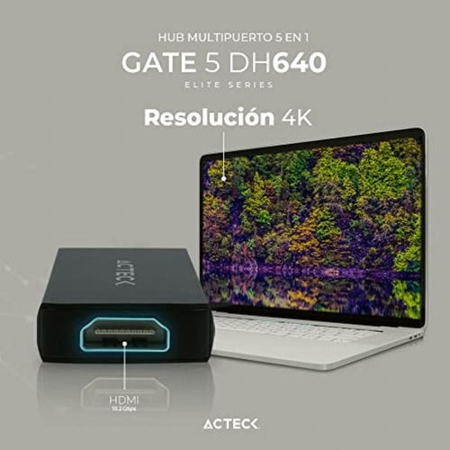 Hub Usb C 5 En 1 Gate 5 Dh640 4khdmi + 1xusb A 3.0 + 1xusb A