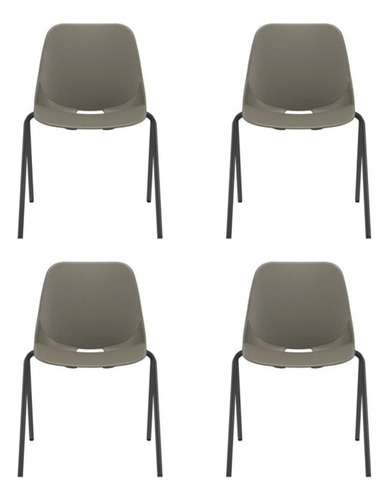 Kit 4 Cadeiras Escritório Quick Fixa V Plaxmetal Wt
