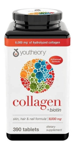 Imagen 1 de 2 de Colageno + Biotin 6000mg 390 Tab Youtheory