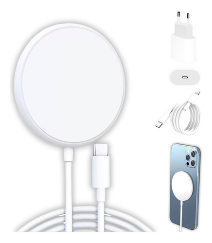 Carregador Para iPhone Indução Magsafe Fonte Cabo Tomada 20w