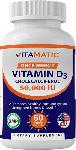 Vitamina D3 50,000iu Inmunidad Corazon 60 Capsulas Eg D101