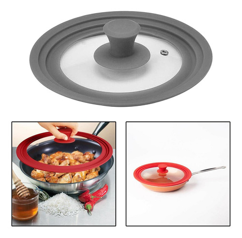 Tapas De Vidrio De Silicona Universales 24 A 26 A 28cm Gris