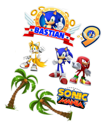 Topper Torta Imprimible Sonic