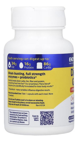 Enzymedica Digest Gold Y Probióticos 45 Cápsulas Sabor Sin Sabor