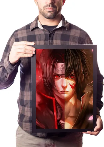 comprar Quadro Itachi Split Sasuke Clan Uchiha Arte Anime Naruto