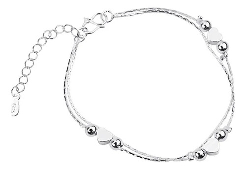 Pulsera Doble Corazones Plata 925