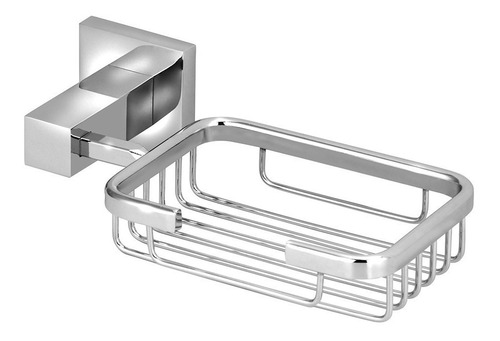 Saboneteira Inox Banheiro Porta Sabonete Quadrado Cromado Cor Branco